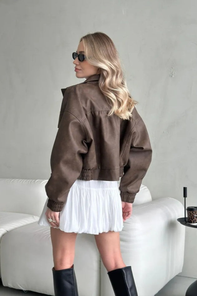 Lightweight PU Open Coat