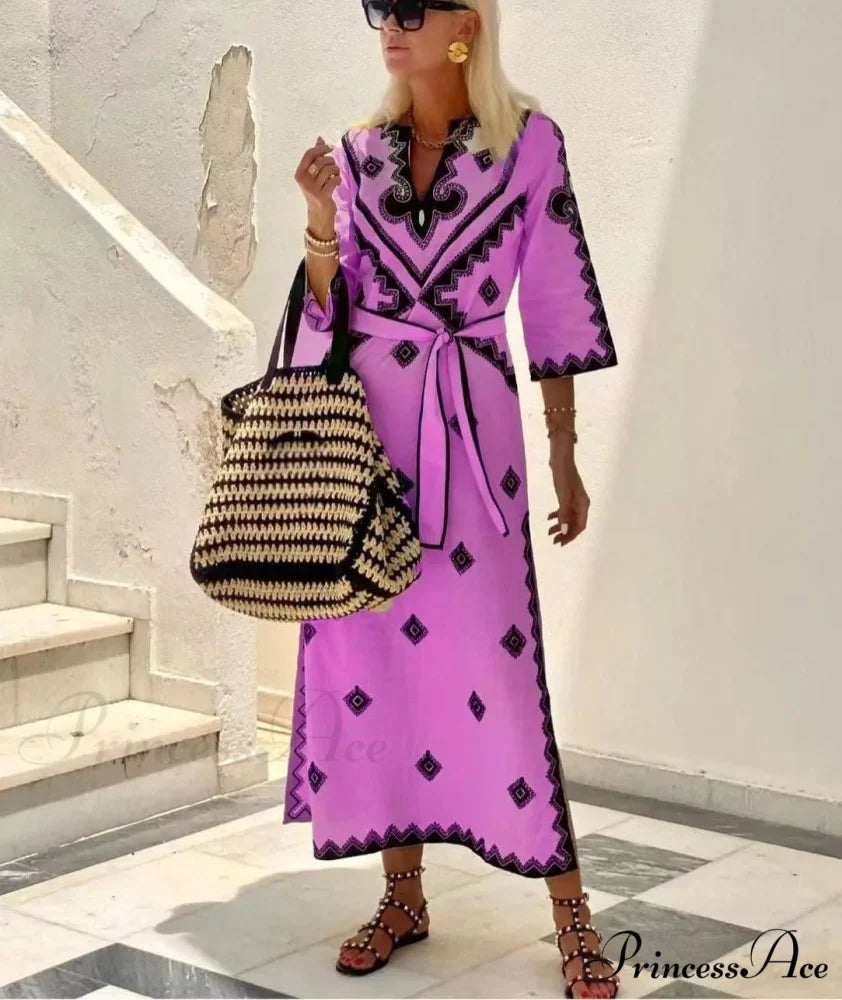 Fall Aromatic Hemp A-line Boho Dress