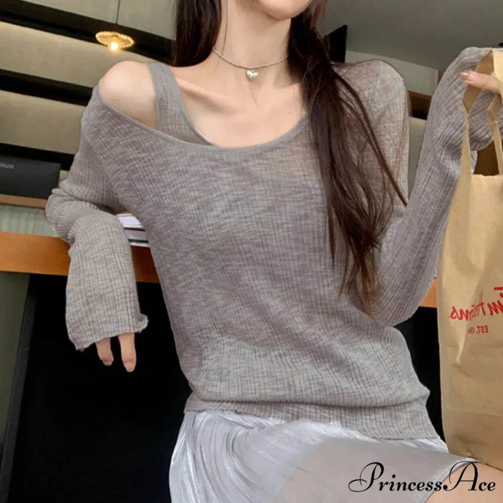 Fall Basic Informal Retro Extended Sleeve Knit Top