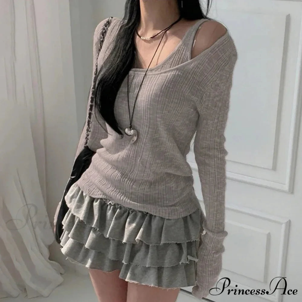 Fall Basic Informal Retro Extended Sleeve Knit Top