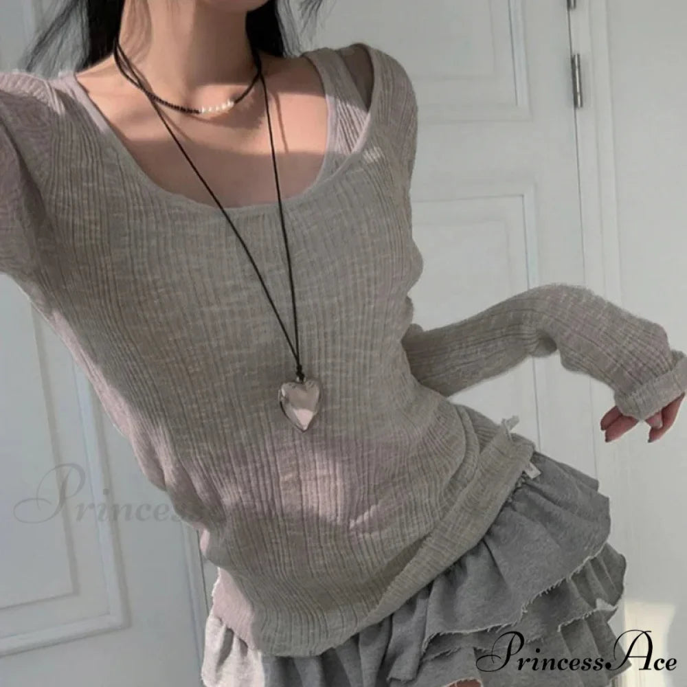 Fall Basic Informal Retro Extended Sleeve Knit Top