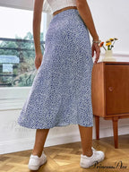 Fall European American Flowered Half Skirt A-line Wrap Hip Long