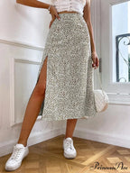 Fall European American Flowered Half Skirt A-line Wrap Hip Long