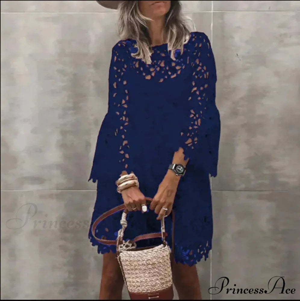 Fall Monochrome Lace Hollow Botanical Informal Botanical Dress