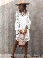 Fall Monochrome Lace Hollow Botanical Informal Botanical Dress