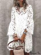 Fall Monochrome Lace Hollow Botanical Informal Botanical Dress