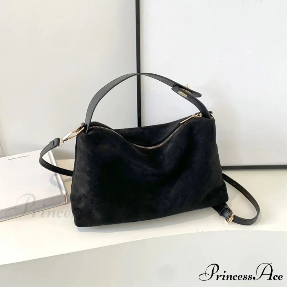 Fall Winter Dull Suede Cattle Leather Purse