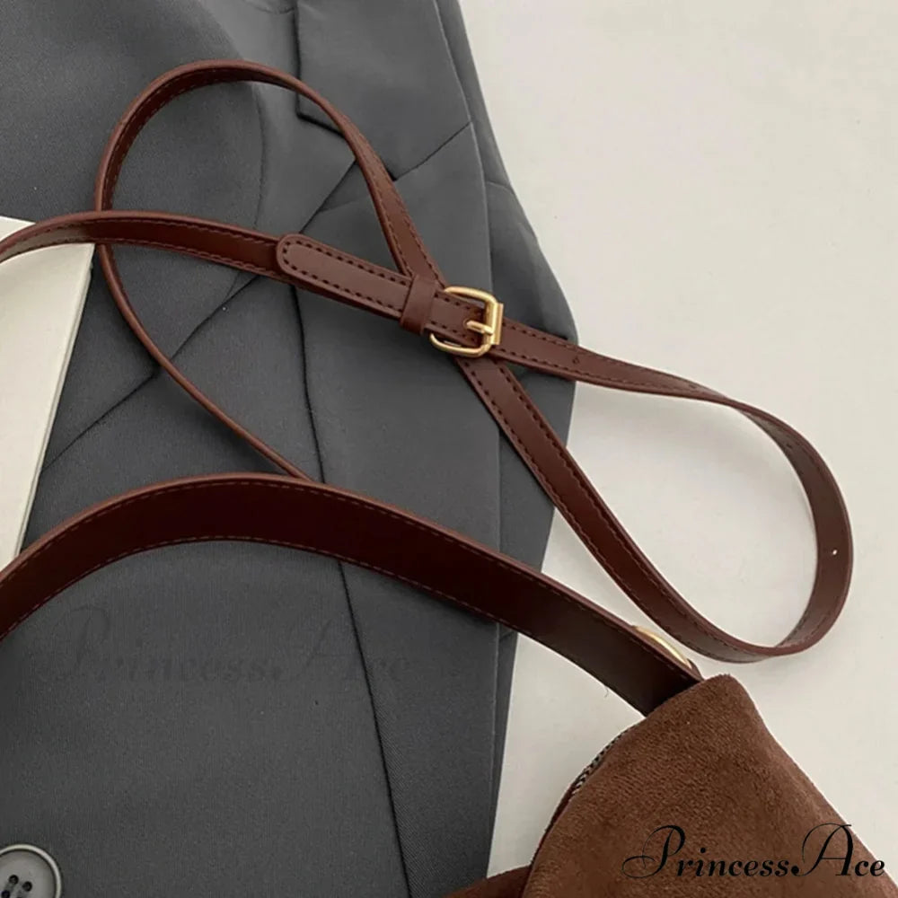 Fall Winter Dull Suede Cattle Leather Purse