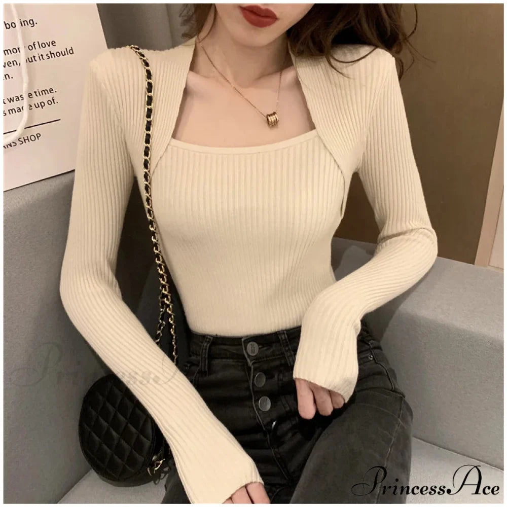 Fall Winter Square Shawl Neckline Pullover Seductive Knit Top