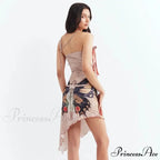 Fashion Butterfly Print Sexy Strapless Mini Dress