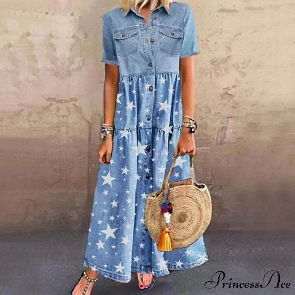 Fashion Casual Splicing Cardigan Vintage Long Dress