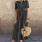 Fashion Casual Splicing Cardigan Vintage Long Dress