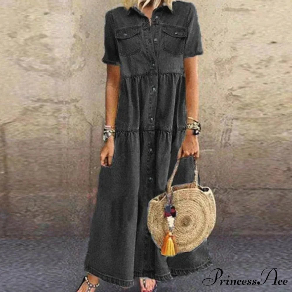 Fashion Casual Splicing Cardigan Vintage Long Dress