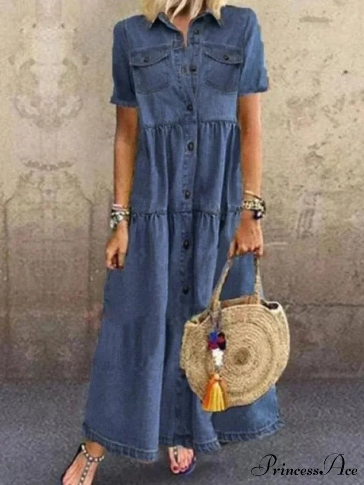 Fashion Casual Splicing Cardigan Vintage Long Dress
