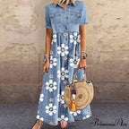 Fashion Casual Splicing Cardigan Vintage Long Dress