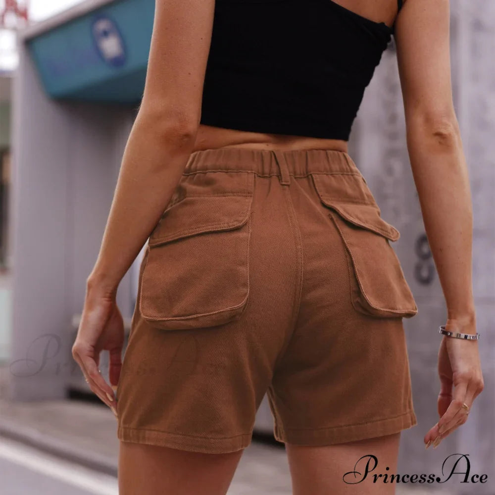 Fashion Denim Shorts Elastic Waist American Style