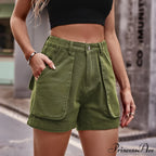 Fashion Denim Shorts Elastic Waist American Style