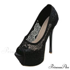 Fashion Design Embroidery Mesh Platform Pumps Slingback Shallow Peep-Toe Pink High-Heels Wedding High Heel