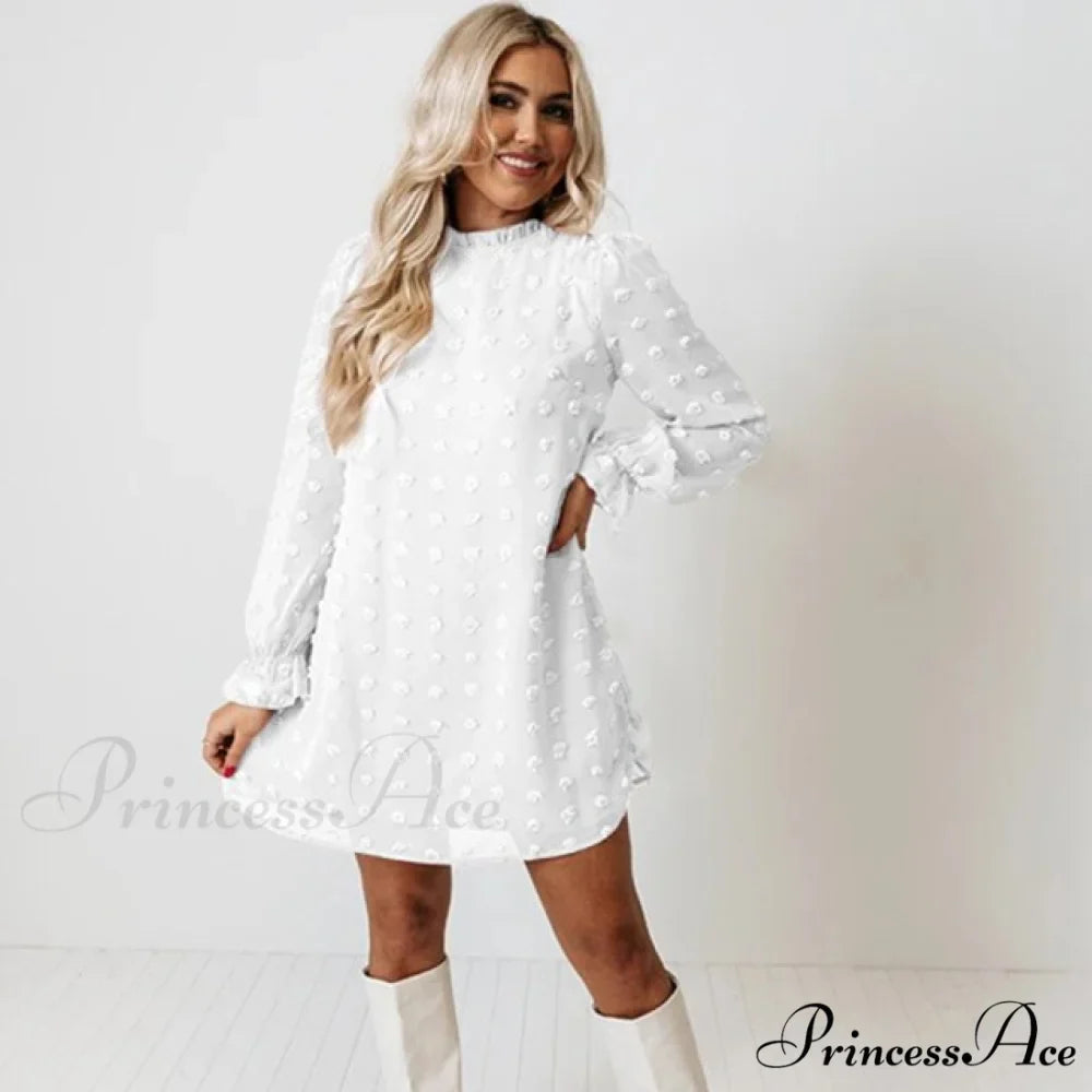 Fashion Dot Pom Pom Dress New Loose Casual Dress