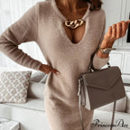 Fashion Elegant White Knitted Mini Dress