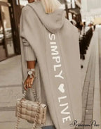 Fashion Geometric Print Long Sleeve Hooded Casual Loose Trench Stylish Coat