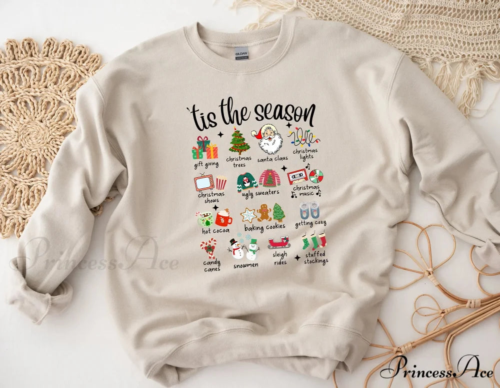 Fashion Girl Tis The Season Retro Cute Element Girl Christmas Hoodie