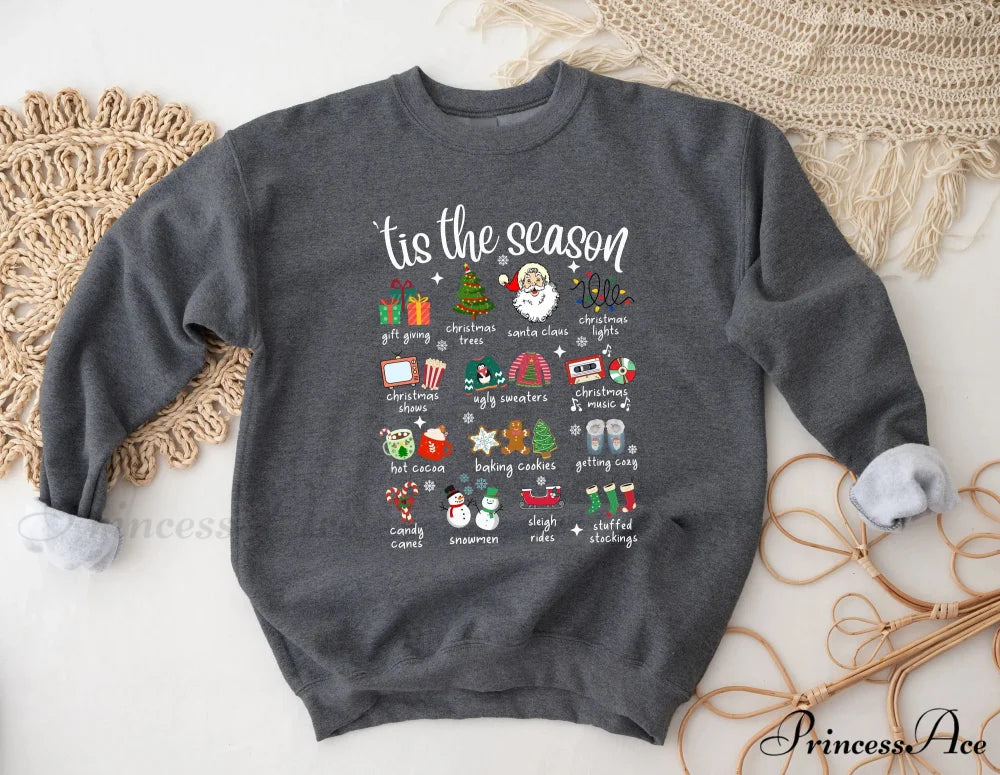 Fashion Girl Tis The Season Retro Cute Element Girl Christmas Hoodie