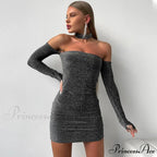 Fashion Glitter Off Shoulder Mini Dress