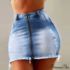 Fashion High Waist Zipper Mini Hip Jean Skirts