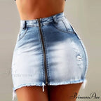 Fashion High Waist Zipper Mini Hip Jean Skirts