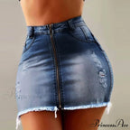 Fashion High Waist Zipper Mini Hip Jean Skirts