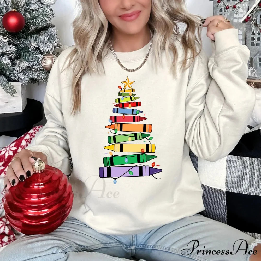 Fashion Innovative Paintbrush Tree Teacher Christmas Hoodie