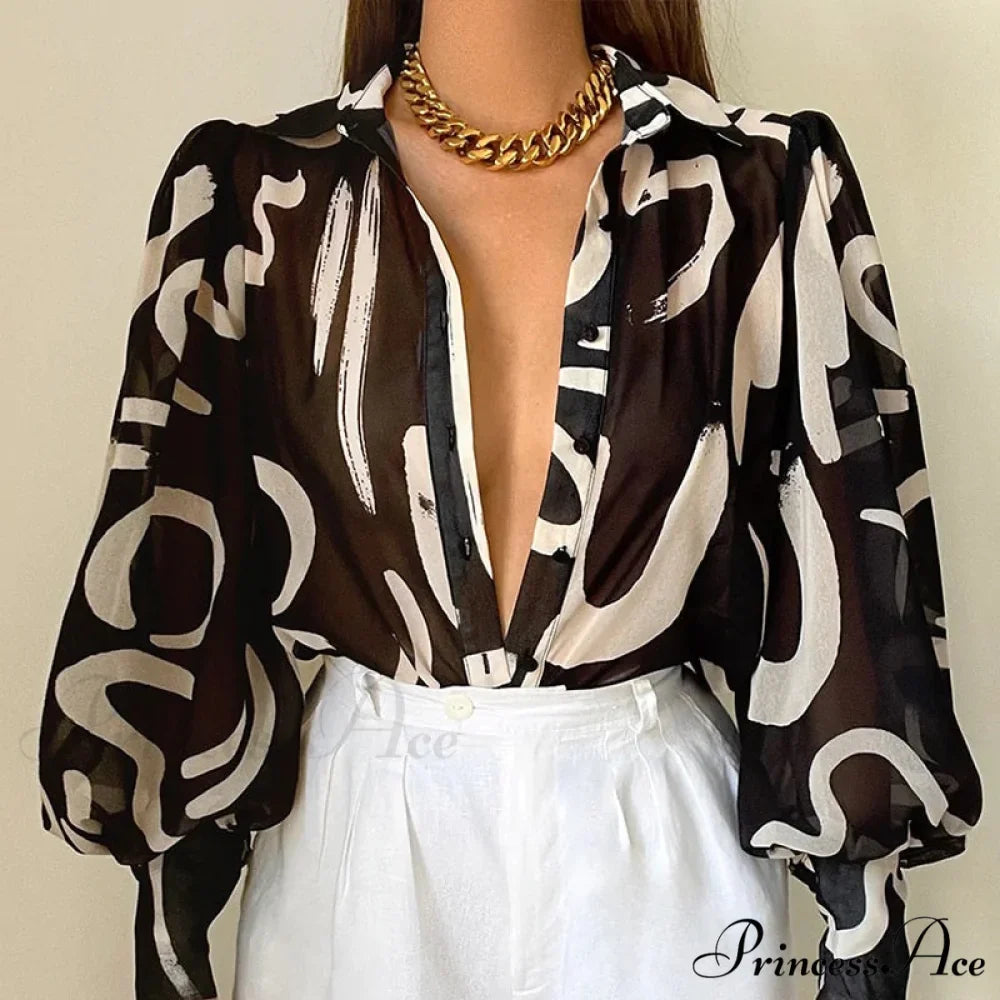 Fashion Lapel Single-breasted Loose Blouse