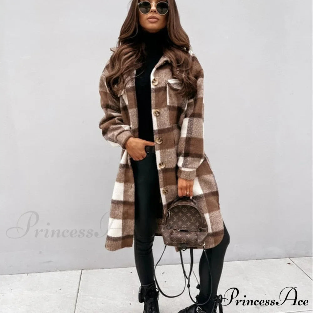 Fashion Loose Turn Down Collar Long Coat