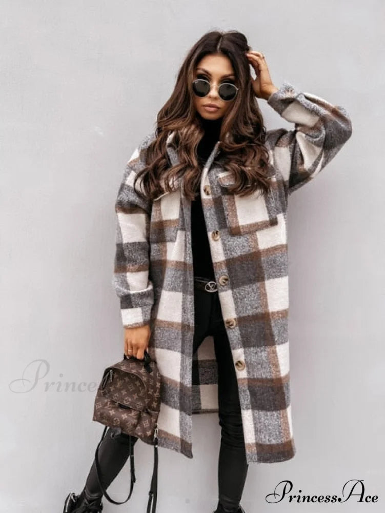 Fashion Loose Turn Down Collar Long Coat