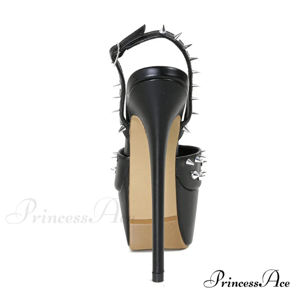 Fashion Metal-Rivet Back-Buckle Platform Sandals Sexy Peep-Toe Stripper Wedding Banquet High Heel
