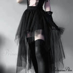 Fashion Net Yarn High-Waisted Irregular for Women Gothic Style Summer Casual Sexy Skirt