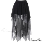 Fashion Net Yarn High-Waisted Irregular for Women Gothic Style Summer Casual Sexy Skirt