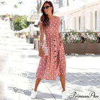 Fashion O Neck Print Polka Dot Dress