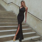 Fashion One Shoulder Club Outfits Maxi Dress