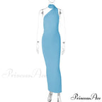 Fashion One Shoulder Elegant Long Sleeve Split Maxi Dress