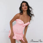 Fashion Sexy Backless Frill Hem Mini Dress