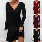 Fashion Sexy Casual Long Sleeve Vestidos Pullover Party Dress