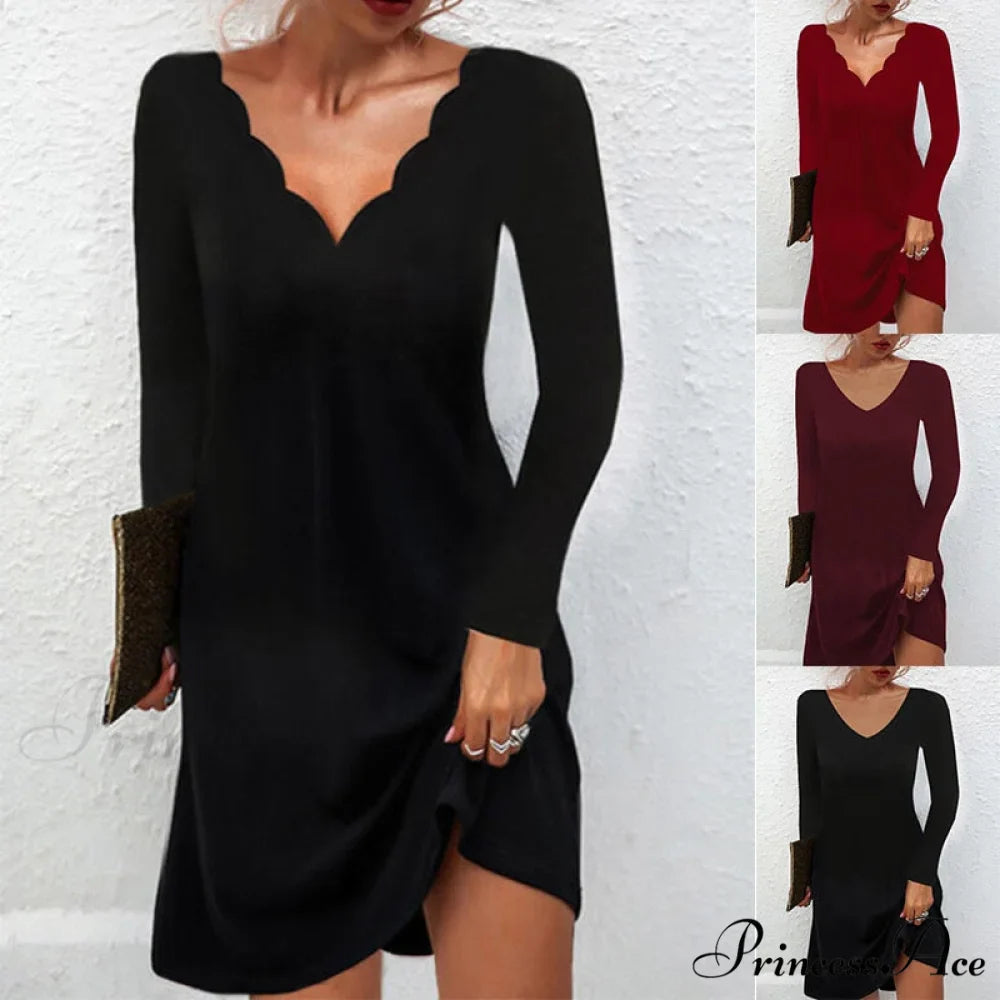 Fashion Sexy Casual Long Sleeve Vestidos Pullover Party Dress