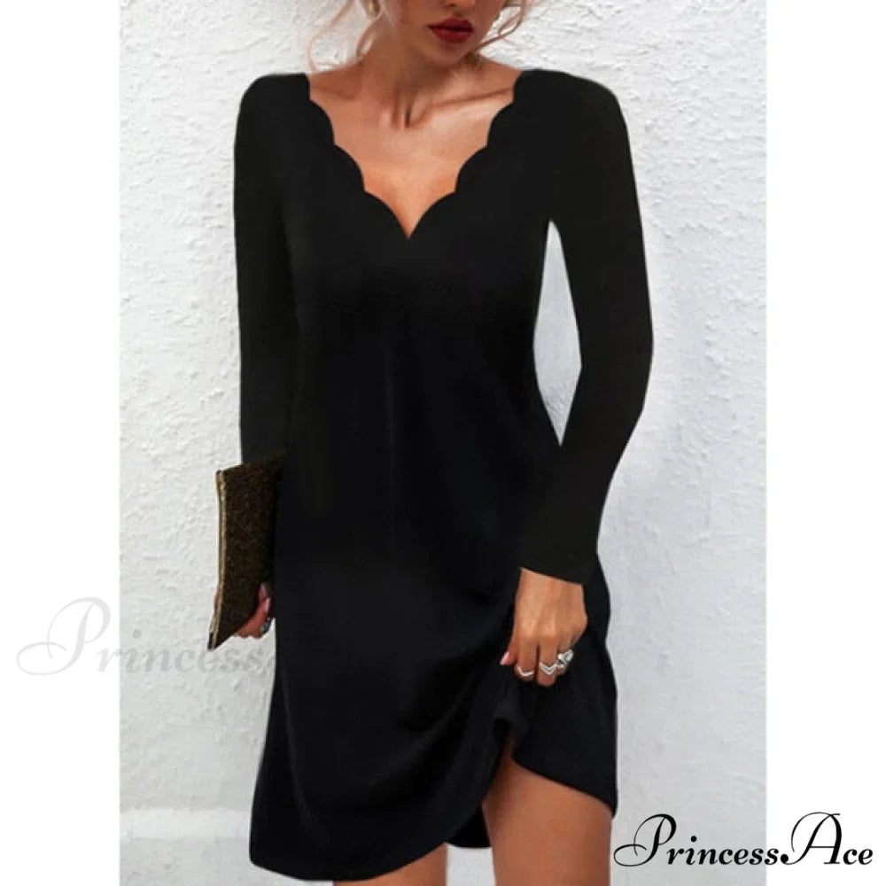 Fashion Sexy Casual Long Sleeve Vestidos Pullover Party Dress
