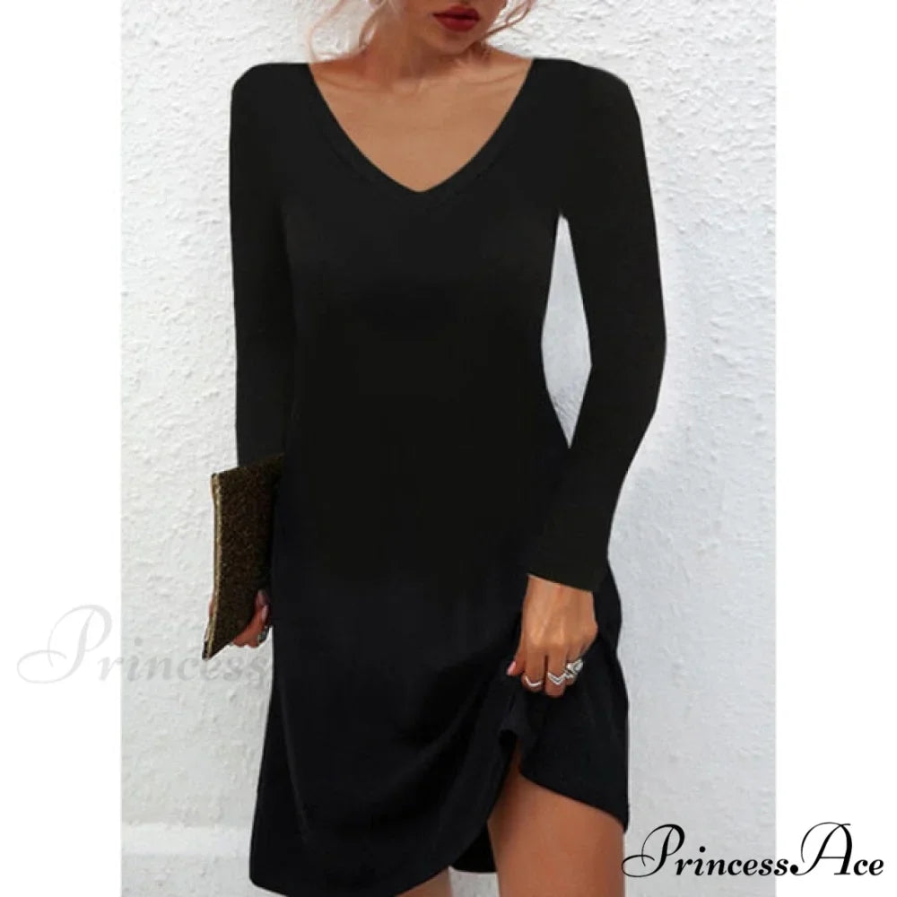 Fashion Sexy Casual Long Sleeve Vestidos Pullover Party Dress