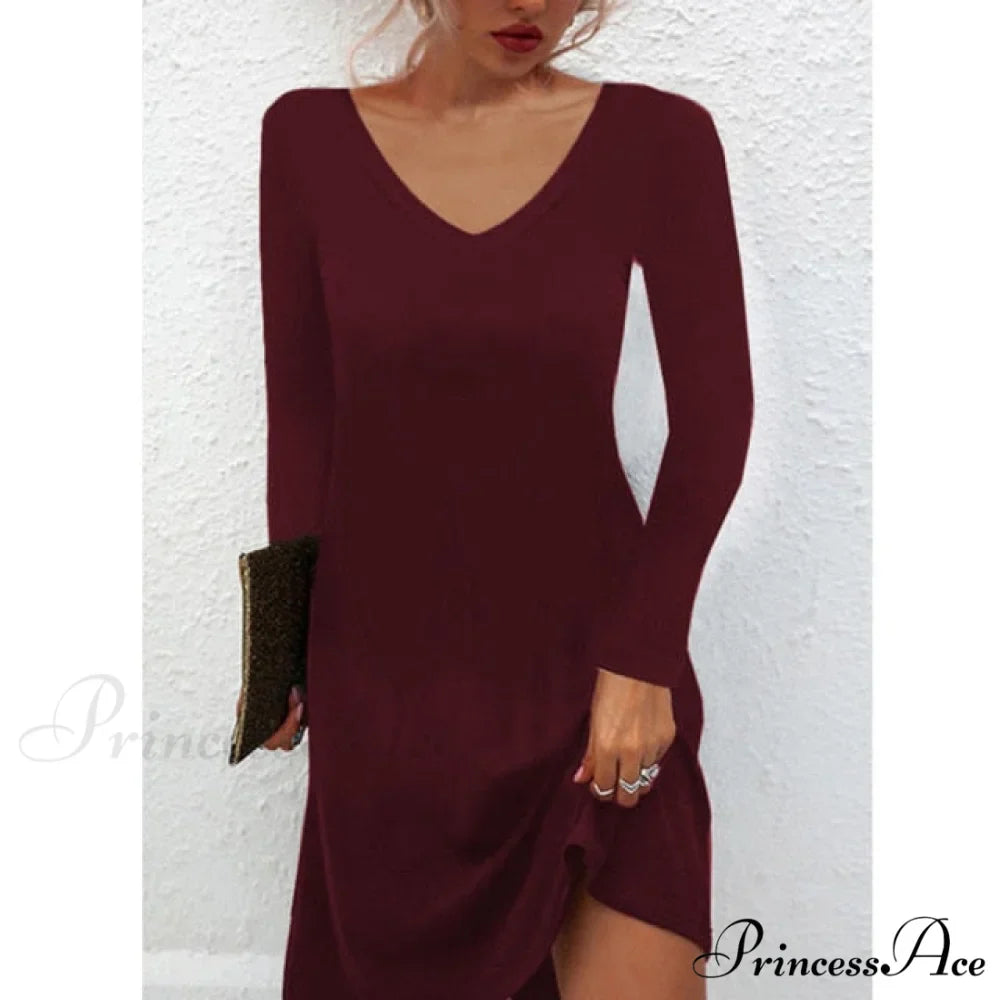 Fashion Sexy Casual Long Sleeve Vestidos Pullover Party Dress
