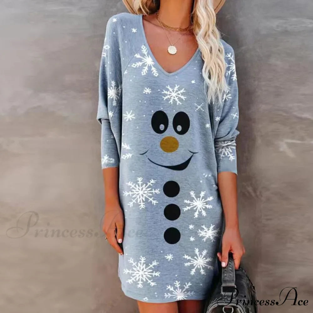 Fashion Smiley Christmas Print Dress