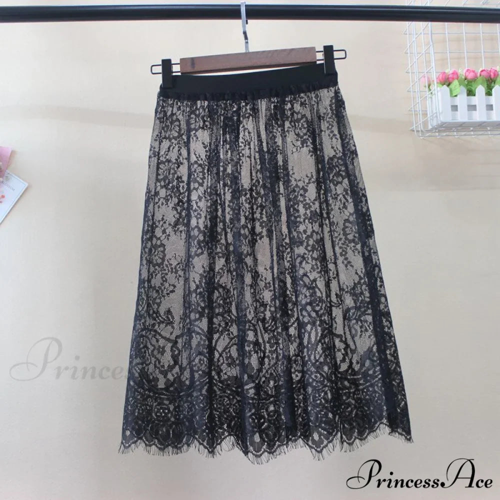 Fashion Solid Casual Mesh Lace Skirts