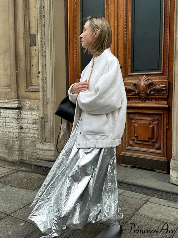 Fashion Solid Round Neck Casual Single-breasted Long Sleeves With Pocket Elegant Chic Coat